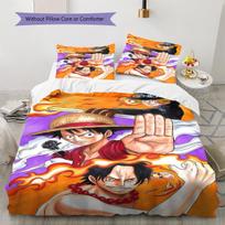 One Piece Monkey D Luffy Pattern Bedding Quilt Set Quilt Cover Pillowcase Home Birthday Gift(1 * duvet cover + 2 * pillowcase, without core) 140x200cm