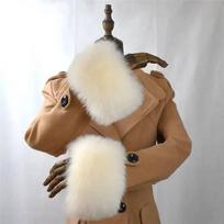 100% Real Fox Fur Cuffs Winter Natural Warm Oversized Arm Warmmer Wristband High Quality Coat Jacket Sleeve Fashion Luxury Cuffs 30CM   14CM smėlis