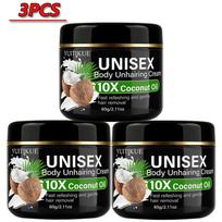YUITIKUE Unisex Coconut Oil Depilatory Cream 60g Gentle Fast Hair Removal Whole Body Daily Skin Care Cream 3pcs