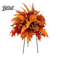 Autumn Harvest Yard Ornaments Artificial Fall Floral Arrangement with Garden Stake Flower Theme Outdoor Decorations Bouquet Ferns Berries Decor for A