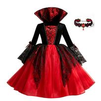 Vaikams Mergaitėms Cosplay Gotikinis Tamsus Vaiduoklių Nuotakos Ragana Vampyras Helovino Kostiumas Raudona Juoda Tutu Suknelė Perukas Šydas Rinkiniai Saldainiai arba Išdaigos 120cm black