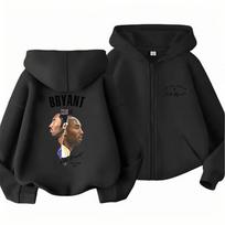Outdoors Boy Black Coat Kobe Bryant Print Girl Pink Hoodie Zip Up Tops Gray Hoodies Kid Zipper Style Children Thicken Autumn 120 juoda