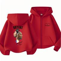 Outdoors Boy Black Coat Kobe Bryant Print Girl Pink Hoodie Zip Up Tops Gray Hoodies Kid Zipper Style Children Thicken Autumn 160 raudona