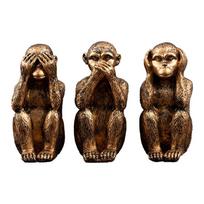 Resin Three Wise Monkeys Figurines Don't See Don't Hear Home Decor Crafts Don't Speak Creative Design Feng Shui Ornaments black
