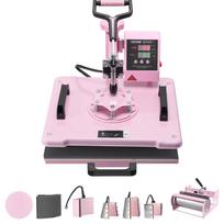 VEVOR Heat Press Machine 300 x 380 mm 8 in 1 Heat Transfer Machine Pink, for T-Shirts, Mugs, Hats, and Plates, with 6-30 oz Tumbler Press