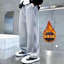 Boys Fleece Lined Straight Leg Casual Winter Pants 170cm pilka