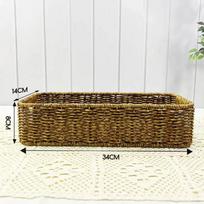 Rattan-Style Desktop Power Strip & Cable Organizer with Lid brown