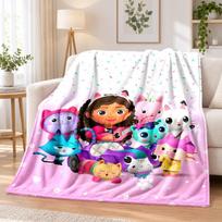 Gabby's Dollhouse Flannel Throw Blanket Soft Warm Cozy For Sofa Bed Indoor Home Bedroom Use 80cmx120cm