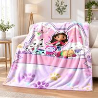 Gabby's Dollhouse Flannel Throw Blanket Soft Warm Cozy For Sofa Bed Indoor Home Bedroom Use 130cmx150cm