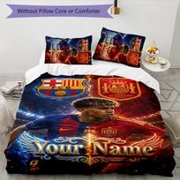 3pcs Lamine Yamal Cover Set - Personalized Name, HD Printed Bedding with 1 Cover and 2 Pillowcases - Perfect for Home Decor, Easy Care 180cmx210cm