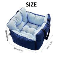 Blue‑Stripe Dog Car Seat Bed Pet Car Booster Seat With Safety Belt Washable Anti‑Collision Travel Sofa For Dogs And Cats mėlyna