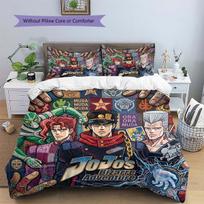 JoJo's Bizarre Adventure Patterned Pillowcase & Duvet Cover Set 3-Piece Anime Bedding Decor Great Gift for Fans YUN6516 160*200cm/63x79in Single/Twin 3pcs