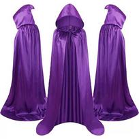 Halloween Costume Cape Adults Pets - Hooded Satin Cloak In Black Red Purple Green Vampire Grim Reaper Cosplay Pet: Back Length 40cm purple