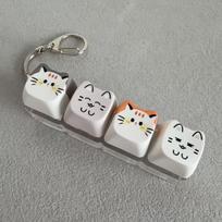 4-Key Cat Mechanical Keyboard Keyring Keycap Keychain  Gifts for Kitten Fans 18