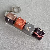 4-Key Cat Mechanical Keyboard Keyring Keycap Keychain  Gifts for Kitten Fans 1
