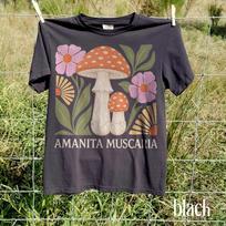 Vintage Amanita Muscaria Graphic Tee, Floral Mushroom Botanical Shirt, Cute Cottagecore Retro Style Top, Comfort Colors® Woodland Gift Tee XL gray
