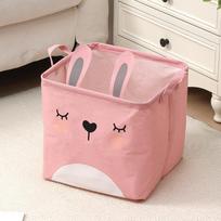 Cute Animal Canvas Storage Bin For Bedside Dorm Room Storage And Toy Organizer rožinė