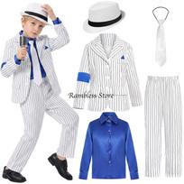 Children Michael Jackson Dancer Cosplay Suits for Kids Stage Performance Smooth Criminal MJ Cos Costumes Sets Kid Halloween US8-10 XL gray