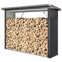 Firewood Shed Firewood Shelter Steel Raised Floor Sloped Roof 213 X 66.5 X 150 Cm Dark Gray