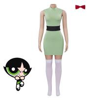 Moterims Powerpuff mergaičių kostiumas Gėlytės, Sviestagėlės, Burbuliukės Kostiumas su diržo rinkiniu Helovino karnavalinis kostiumas L beige