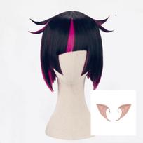 Lilia Vanrouge Cosplay Perukas Juodas Violetinis Mišinys Trumpas Karščiui Atsparus Sintetinis Plaukas Helovino Šventė Anime Perukai + Peruko Kepuraitė + Ausys One Size black