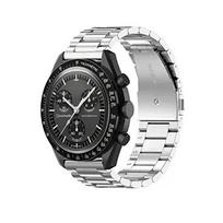 Stainless Steel Strap for Omega x Swatch joint MoonSwatch Band 20mm Metal Folding Buckle Wrist Bracelet Watch Accessories Silver 20mm