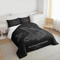 Spa Francorchamps Race Track Map Bedding set (1 duvet cover, 2 pillowcases, duvet not included), Dark Minimalist Circuit Poster Art Print 135x200cm gray
