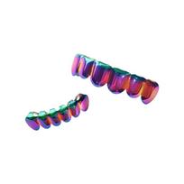 Rainbow Colorful Dental Teeth Grillz Colorful Teeth Braces Costume Mouth Grills  Christmas Parties set 1 blue