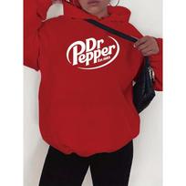 Dr Pepper Moteriškas estetiškas džemperis su gobtuvu - Europos dydis, Pavasaris/Ruduo XS white