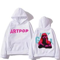 European Size Lady Gaga Double-Sided Printed Hoodie L balta