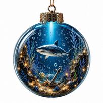 Christmas Pirate Theme LED Light-Up Transparent Hanging Ornament 3D Acrylic Crystal Ball Tree Decor Without Light