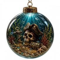 Christmas Pirate Theme LED Light-Up Transparent Hanging Ornament 3D Acrylic Crystal Ball Tree Decor With Light