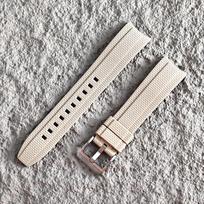 Arc End FKM Rubber Watch Strap 20mm 21mm 22mm Quick Release Woven Pattern Rubber Watch Band for Seiko for Rolex Wrist Bracelet 22mm smėlis