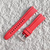Arc End FKM Rubber Watch Strap 20mm 21mm 22mm Quick Release Woven Pattern Rubber Watch Band for Seiko for Rolex Wrist Bracelet 21mm red