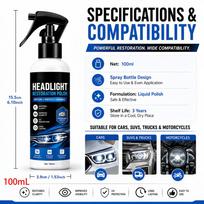 111ml Headlight Restoration Kit Headlamp Cleansing Polishing Auto Lamp Refurbish Protective Fluid with Cleaning Cloth black