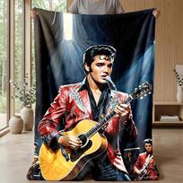 elvis presleySpausdinamas flanelinis pledas Jaukus, odai draugiškas, šiltas užtiesalas sofai, lovai, patalpų kasdieniam naudojimui 150x200cm