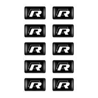 10/20PCS 3D mm19 Epoxy Styling Car Badge Decoration Sticker Decal for Volkswagen VW R Line R32 Touareg Passat Polo 4 Motion MTM black