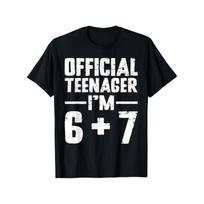 Official Teenager I'M 13Th Birthday 6 7 Meme Six Seven Slang T-Shirtcasual Round Neck Tee for Boys& Girls, Spring Summer Holiday Apparel Clothing, 4XL įvairiaspalvis