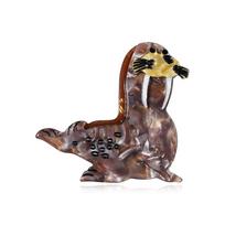 Blucome Handmade Acrylic Animal Seal Brooches for Women Men Lovely Sitting Pet Casual Party Brooch Pin Gifts Jewelry Accessories ruda