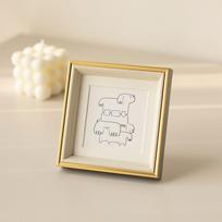 Mini Square Photo Frame Small Desktop Picture Frame Tabletop Display Stand Photo Holder Artwork 10x10cm Frame Home Office Decor beige