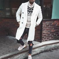 Men's Slim Fit Wool Blend Color Block Jacket Windbreaker, Casual European American Style Outerwear S balta