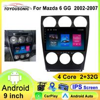 Automobilinis radijas Android 13 Mazda 6 2002 2003 2004 2005 2006 2007 2008 Multimedijos vaizdo grotuvas Navigacija GPS WIFI Belaidis Carplay 4 core 1GB+32GB carplay black