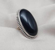 Black Onyx 925 Sterling Silver Ring: Oval Cabochon, December Birthstone 11 sidabras