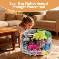 Animal Bean Bag Chair Plush Toys Storage Clear Waterproof Seat Chair For Bedroom Classroom Travel Playroom Home Nursery Living China Mainland brown