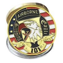 US Army 101st Airborne Division Screaming Eagle Gold Commemorative Coin Medal auksas