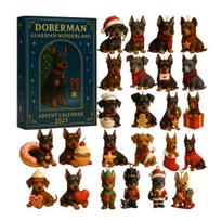 Yousheng Doberman Guardian Wonderland Advent Calendar 2025 24-Day Countdown Box Acrylic Mini Dog Themed Ornaments Holiday Decoration Gift for Dog A black