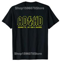 Juokingi ADHD Greitkelio Ei Žiūrėk Voverė Marškinėliai Vasariniai Medvilniniai Gatvės Apranga Trumpomis Rankovėmis ADHD Yra Šaunu Dovanos Marškinėliai Vyrams M yellow