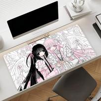 Anime Pink Girls Angel Aesthetics Mouse Pad Non-slip Rubber Gamer Balance Computer Mat Decoracion Deskmat Laptop Office Large 30cmx60cm gray