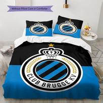 Club Brugge K.V. raštų patalynė, pledų komplektas, pledo užvalkalas, pagalvės užvalkalas, namų gimtadienio dovana (1 * užvalkalas antklodei + 2 * užvalkalai pagalvėms, be užpildo) 140x200cm black