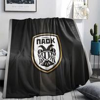 PAOK FC, raštuotas flanelinis pledas, aukštos kokybės, patogus visais metų laikais, namų dekoras, šiluma ir komfortas, puikiai tinka dovanoms. 80cm x 120cm gray